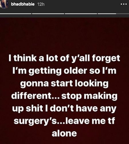 bergoli's instagram story speaking up on the surgery rumor